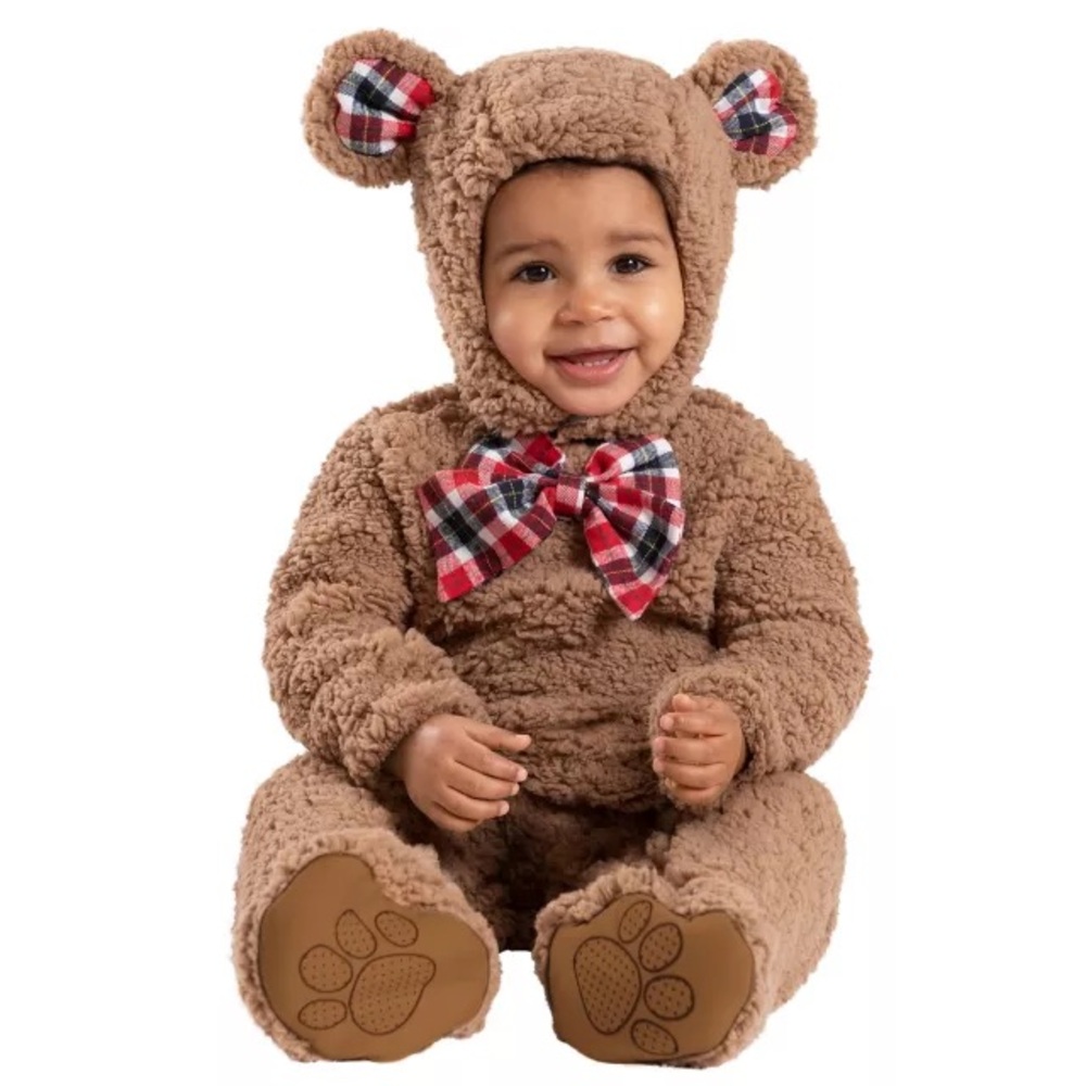 Size 6-12 months infant Baby Cuddly Bear Costume.  Like new. Spirit Halloween.
